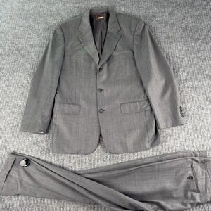 Tasso Elba Suit 41R Gray Wool Angelico 2PC Pleated Pants 36x30 Classic Fit